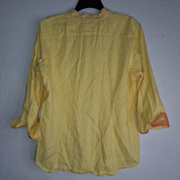 Lauren Ralph Lauren Linen Top Button Front Monogram Shirt Women’s Size XL - Picture 2 of 9